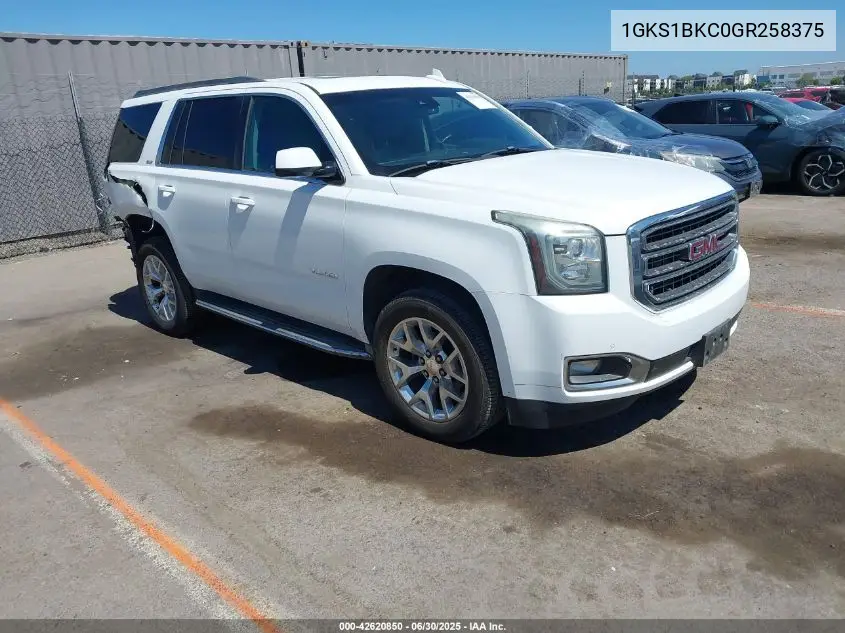 2016 GMC Yukon Slt VIN: 1GKS1BKC0GR258375 Lot: 42620850
