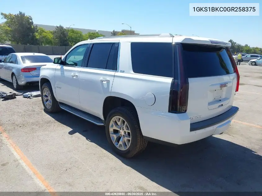 2016 GMC Yukon Slt VIN: 1GKS1BKC0GR258375 Lot: 42620850