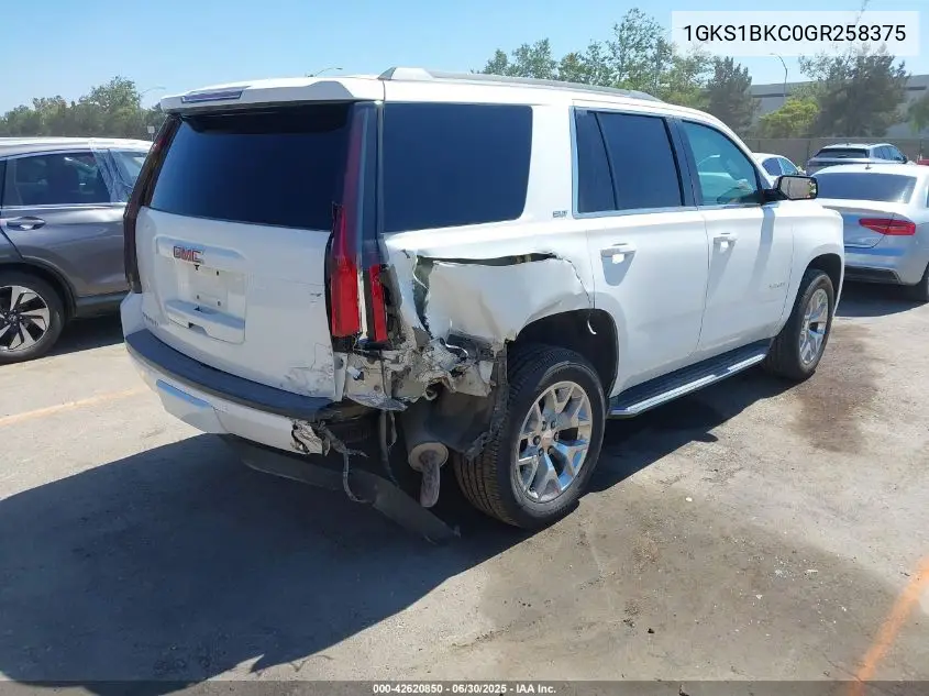 2016 GMC Yukon Slt VIN: 1GKS1BKC0GR258375 Lot: 42620850