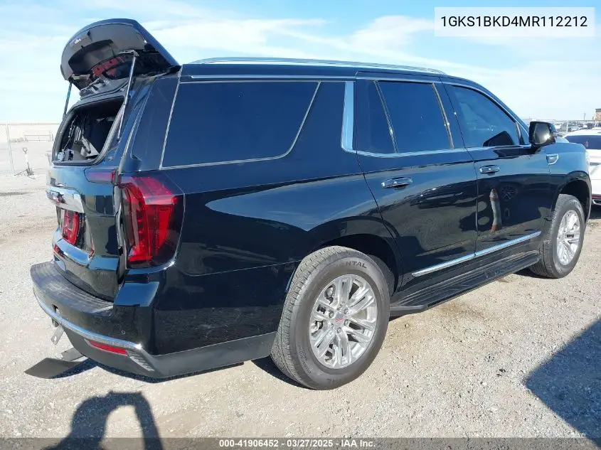 2021 GMC Yukon 2Wd Slt VIN: 1GKS1BKD4MR112212 Lot: 41906452
