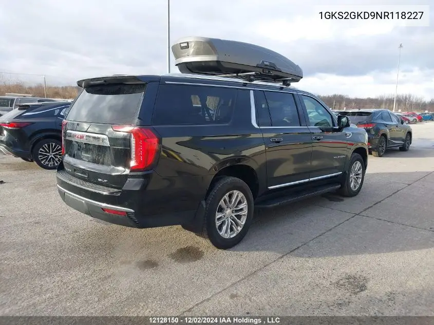 2022 GMC Yukon Xl K1500 Slt VIN: 1GKS2GKD9NR118227 Lot: 12128150