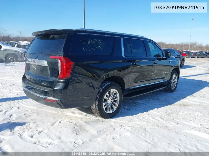 2022 GMC Yukon Xl K1500 Slt VIN: 1GKS2GKD9NR241915 Lot: 12145888