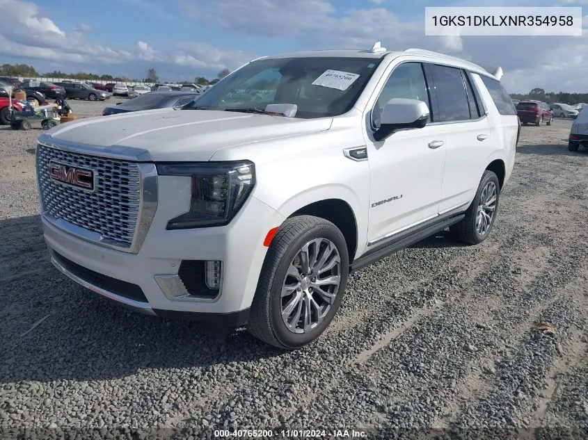 2022 GMC Yukon 2Wd Denali VIN: 1GKS1DKLXNR354958 Lot: 40765200