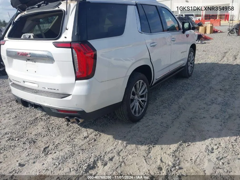 2022 GMC Yukon 2Wd Denali VIN: 1GKS1DKLXNR354958 Lot: 40765200