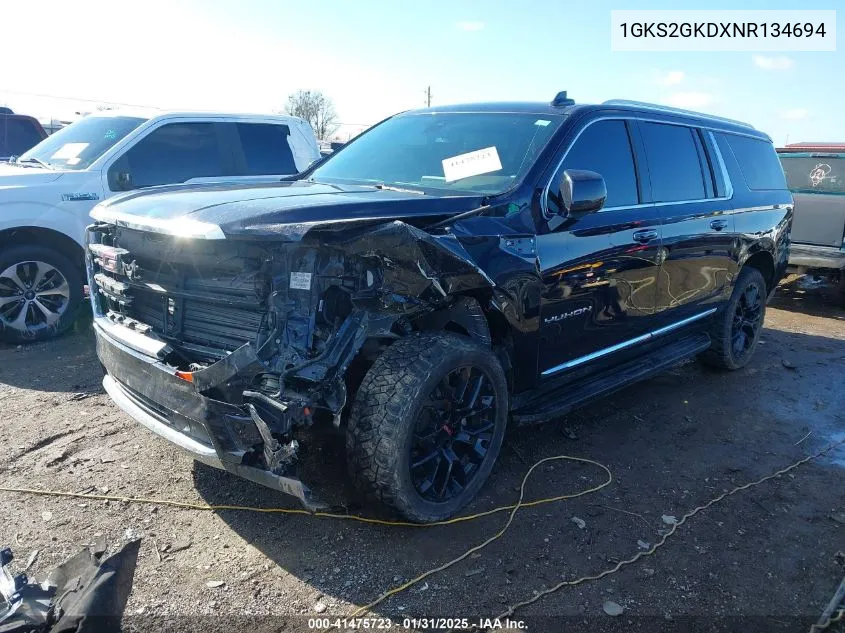 2022 GMC Yukon Xl 4Wd Slt VIN: 1GKS2GKDXNR134694 Lot: 41475723