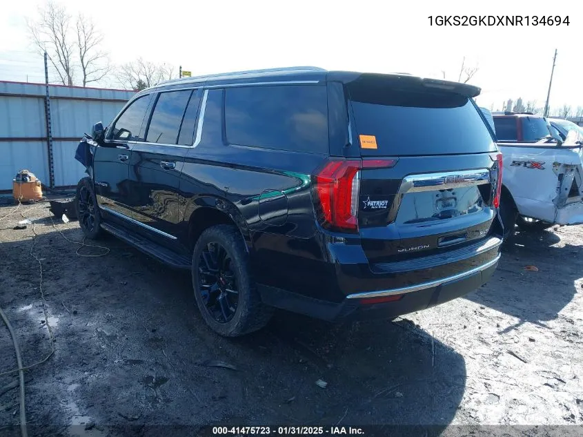 2022 GMC Yukon Xl 4Wd Slt VIN: 1GKS2GKDXNR134694 Lot: 41475723