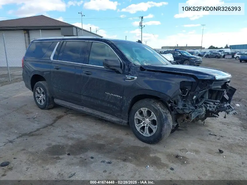 2022 GMC Yukon Xl 4Wd Sle VIN: 1GKS2FKD0NR326393 Lot: 41674448