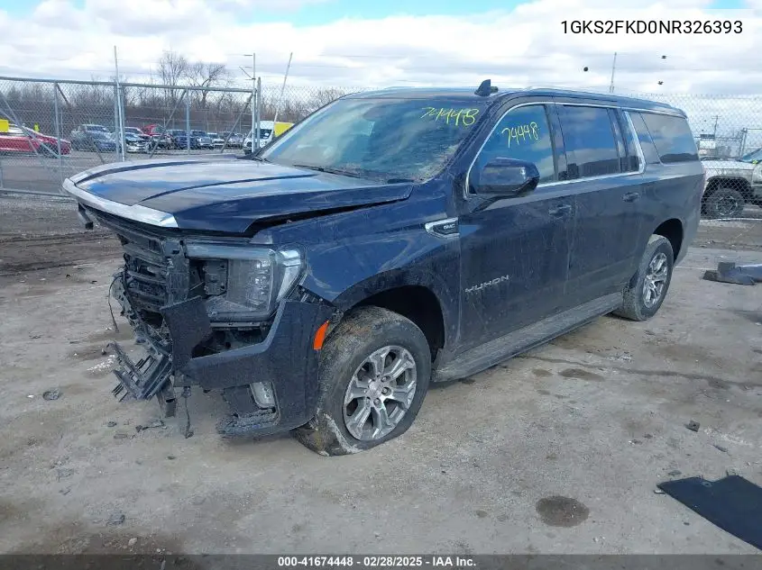 2022 GMC Yukon Xl 4Wd Sle VIN: 1GKS2FKD0NR326393 Lot: 41674448