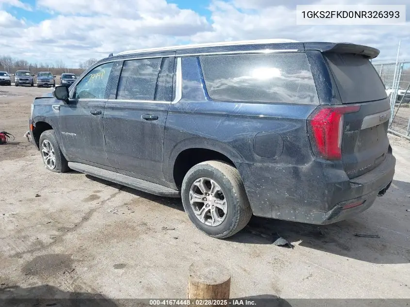 2022 GMC Yukon Xl 4Wd Sle VIN: 1GKS2FKD0NR326393 Lot: 41674448