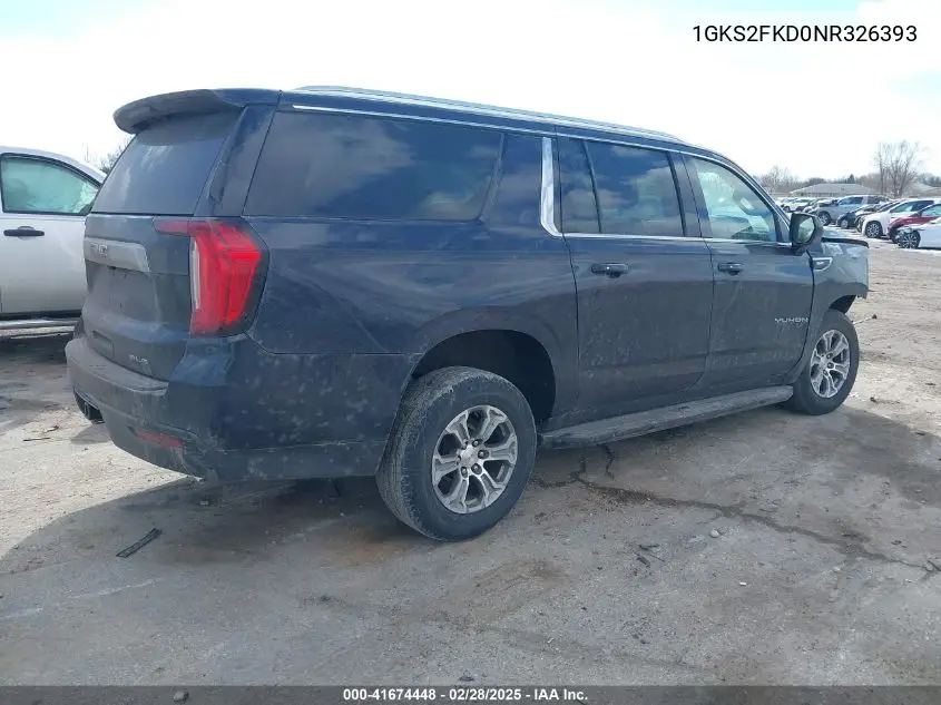 2022 GMC Yukon Xl 4Wd Sle VIN: 1GKS2FKD0NR326393 Lot: 41674448