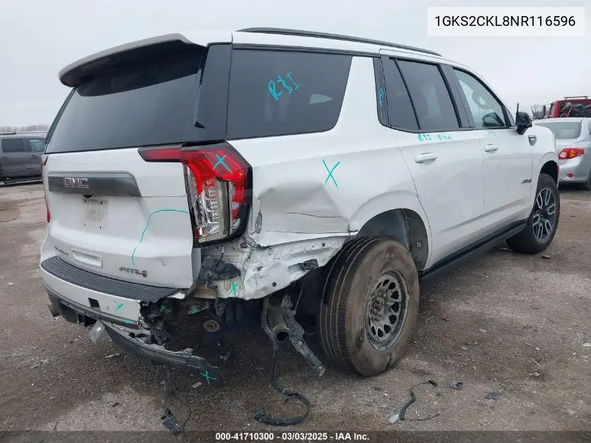 2022 GMC Yukon 4Wd At4 VIN: 1GKS2CKL8NR116596 Lot: 41710300