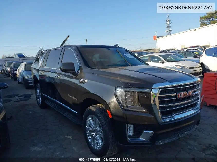 2022 GMC Yukon Xl 4Wd Slt VIN: 1GKS2GKD6NR221752 Lot: 41775856