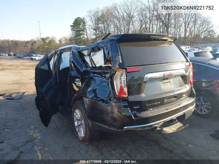 2022 GMC Yukon Xl 4Wd Slt VIN: 1GKS2GKD6NR221752 Lot: 41775856