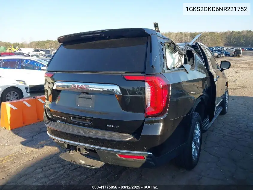 2022 GMC Yukon Xl 4Wd Slt VIN: 1GKS2GKD6NR221752 Lot: 41775856