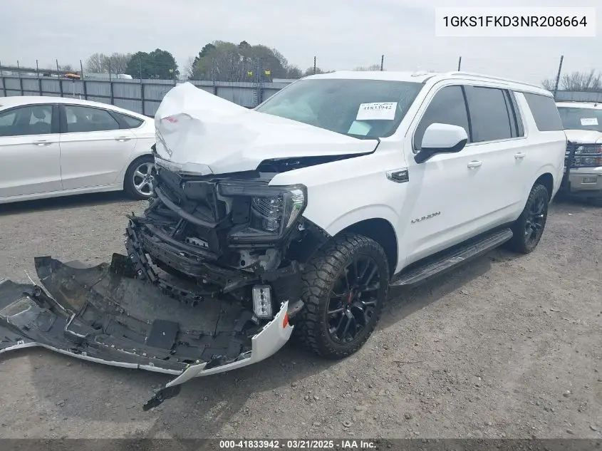 2022 GMC Yukon Xl 2Wd Sle VIN: 1GKS1FKD3NR208664 Lot: 41833942