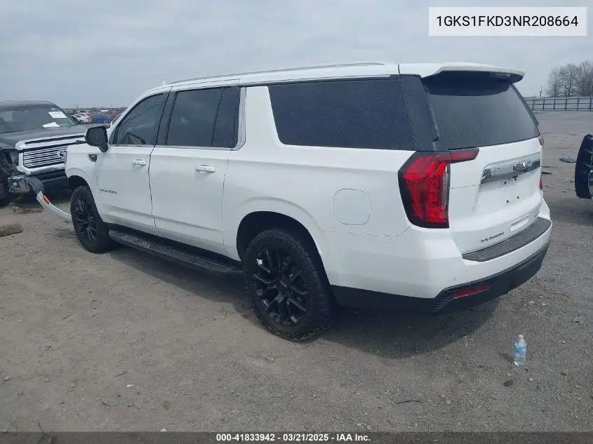 2022 GMC Yukon Xl 2Wd Sle VIN: 1GKS1FKD3NR208664 Lot: 41833942