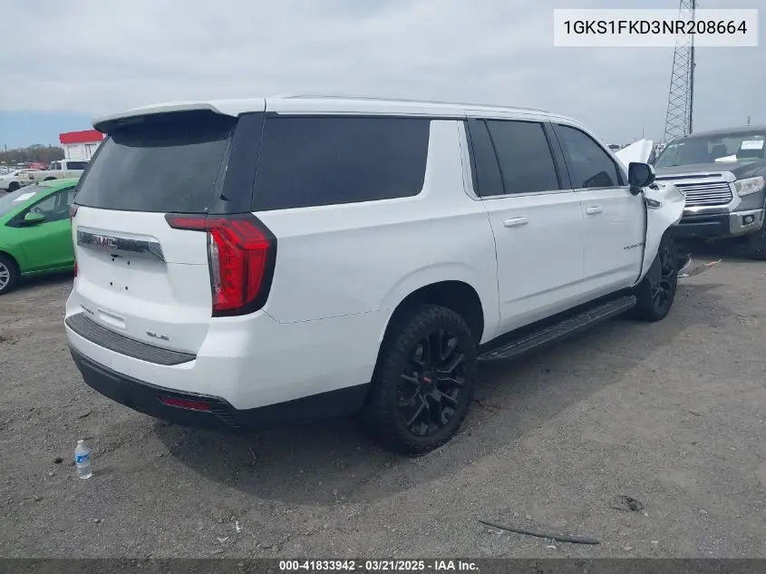2022 GMC Yukon Xl 2Wd Sle VIN: 1GKS1FKD3NR208664 Lot: 41833942