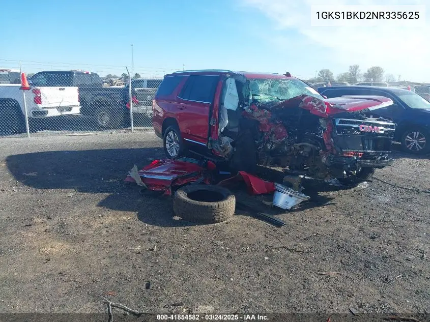 2022 GMC Yukon 2Wd Slt VIN: 1GKS1BKD2NR335625 Lot: 41854582