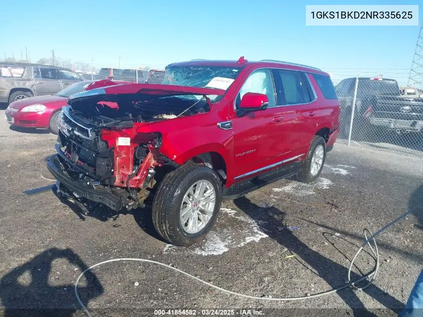 2022 GMC Yukon 2Wd Slt VIN: 1GKS1BKD2NR335625 Lot: 41854582