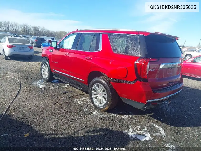 2022 GMC Yukon 2Wd Slt VIN: 1GKS1BKD2NR335625 Lot: 41854582