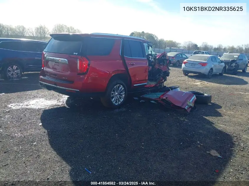 2022 GMC Yukon 2Wd Slt VIN: 1GKS1BKD2NR335625 Lot: 41854582
