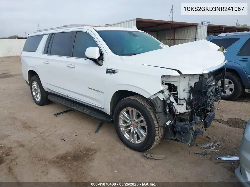 2022 GMC Yukon Xl 4Wd Slt VIN: 1GKS2GKD3NR241067 Lot: 41878480