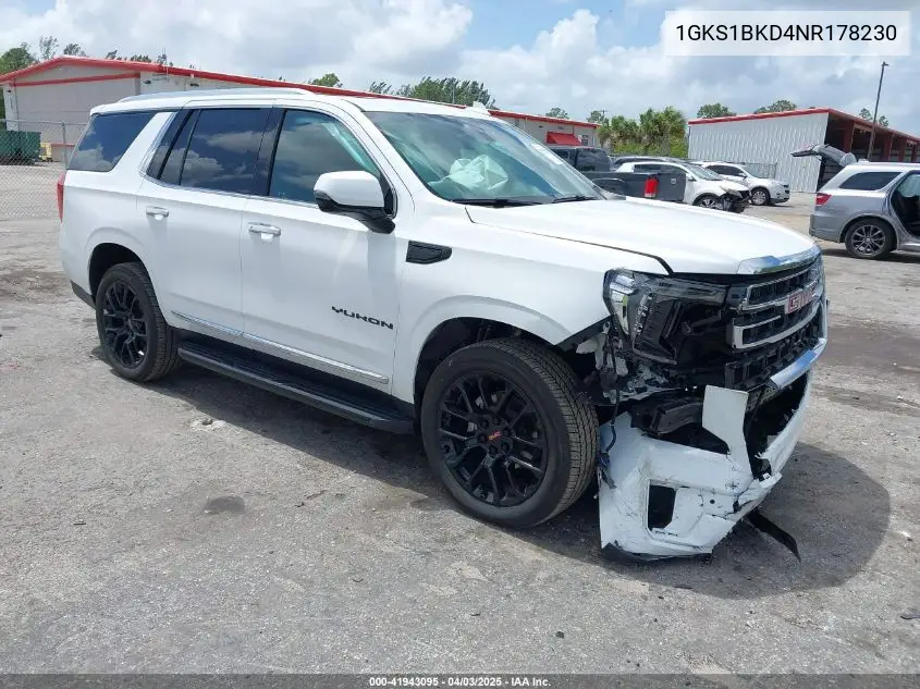2022 GMC Yukon 2Wd Slt VIN: 1GKS1BKD4NR178230 Lot: 41943095