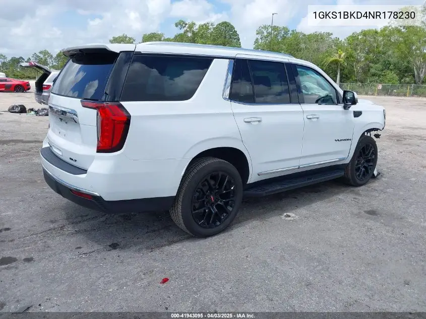 2022 GMC Yukon 2Wd Slt VIN: 1GKS1BKD4NR178230 Lot: 41943095