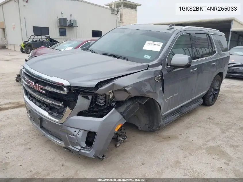 2022 GMC Yukon 4Wd Slt VIN: 1GKS2BKT4NR265033 Lot: 41958600