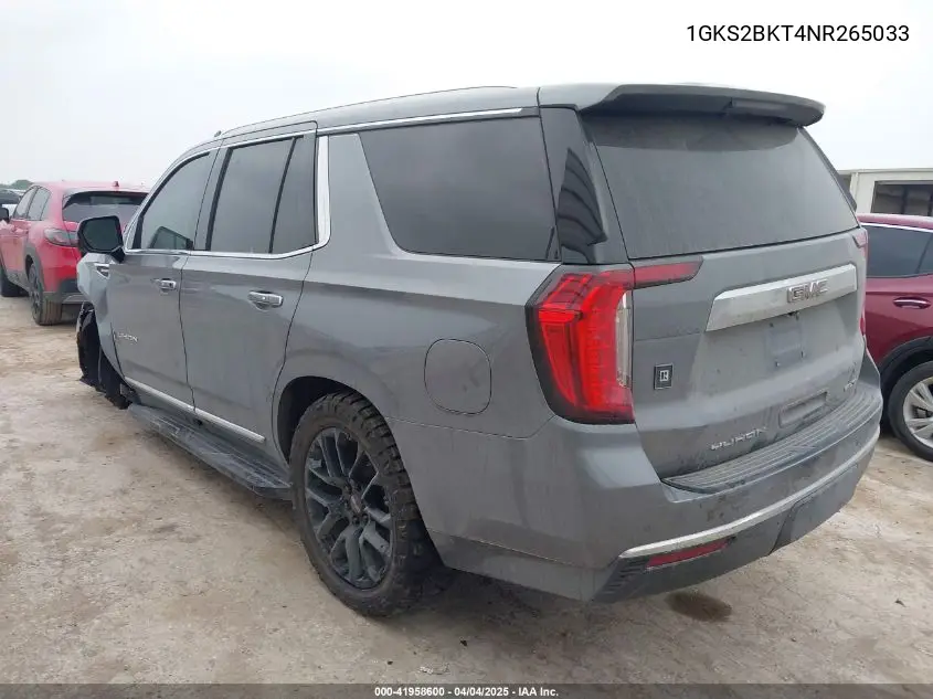 2022 GMC Yukon 4Wd Slt VIN: 1GKS2BKT4NR265033 Lot: 41958600