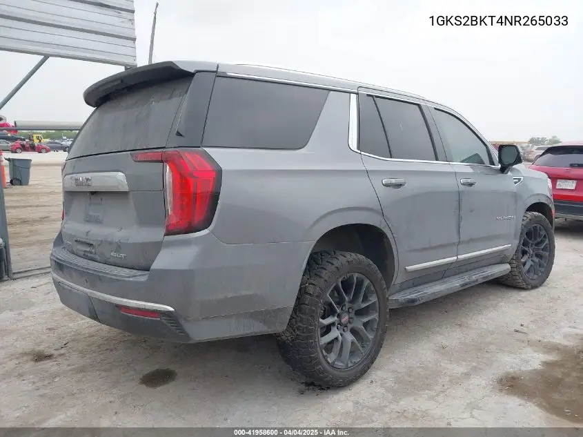 2022 GMC Yukon 4Wd Slt VIN: 1GKS2BKT4NR265033 Lot: 41958600