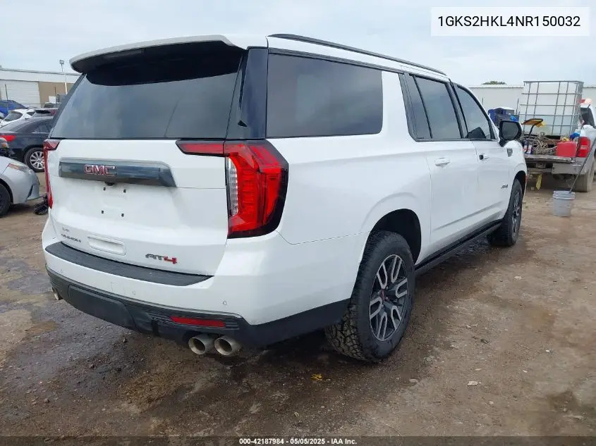 2022 GMC Yukon Xl 4Wd At4 VIN: 1GKS2HKL4NR150032 Lot: 42187984