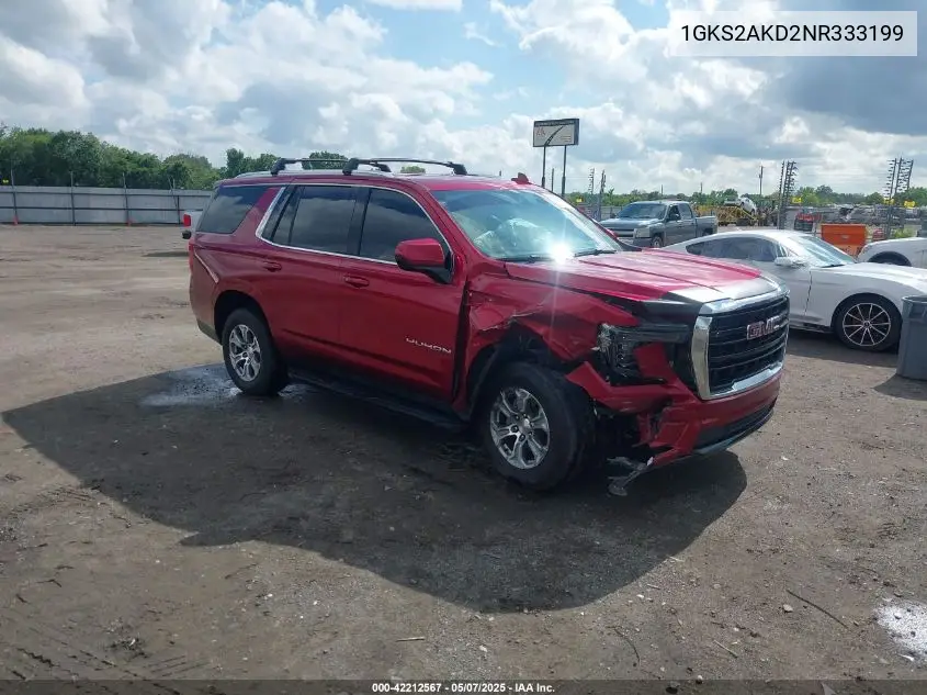 2022 GMC Yukon 4Wd Sle VIN: 1GKS2AKD2NR333199 Lot: 42212567