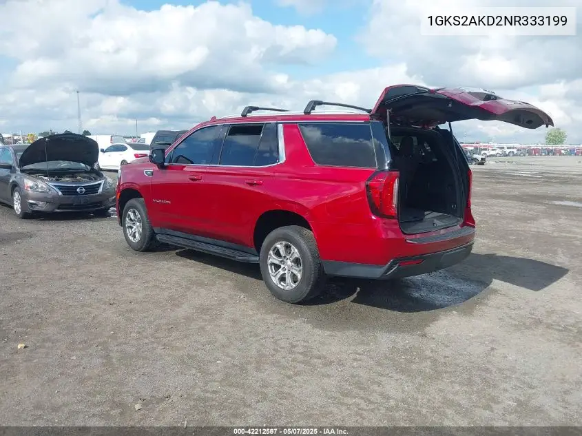 2022 GMC Yukon 4Wd Sle VIN: 1GKS2AKD2NR333199 Lot: 42212567