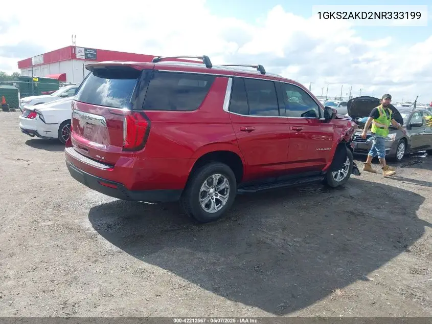 2022 GMC Yukon 4Wd Sle VIN: 1GKS2AKD2NR333199 Lot: 42212567