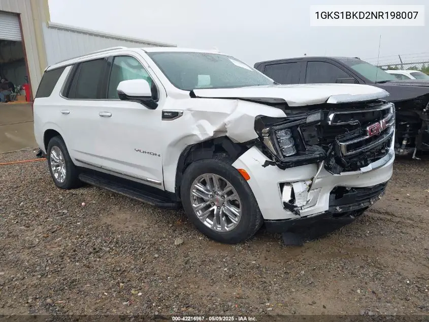 2022 GMC Yukon 2Wd Slt VIN: 1GKS1BKD2NR198007 Lot: 42216967