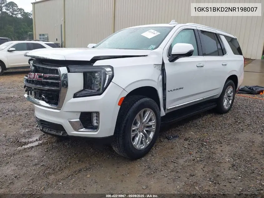 2022 GMC Yukon 2Wd Slt VIN: 1GKS1BKD2NR198007 Lot: 42216967