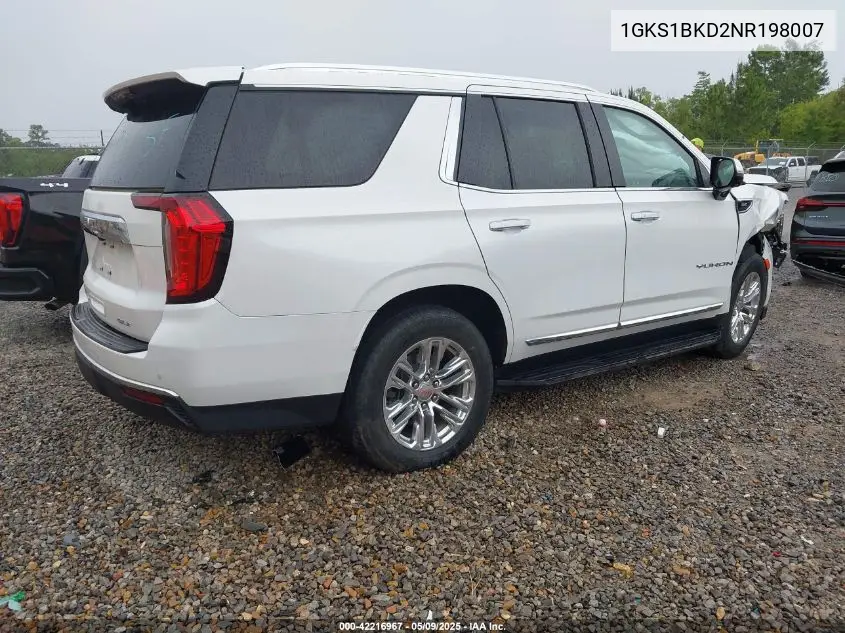 2022 GMC Yukon 2Wd Slt VIN: 1GKS1BKD2NR198007 Lot: 42216967