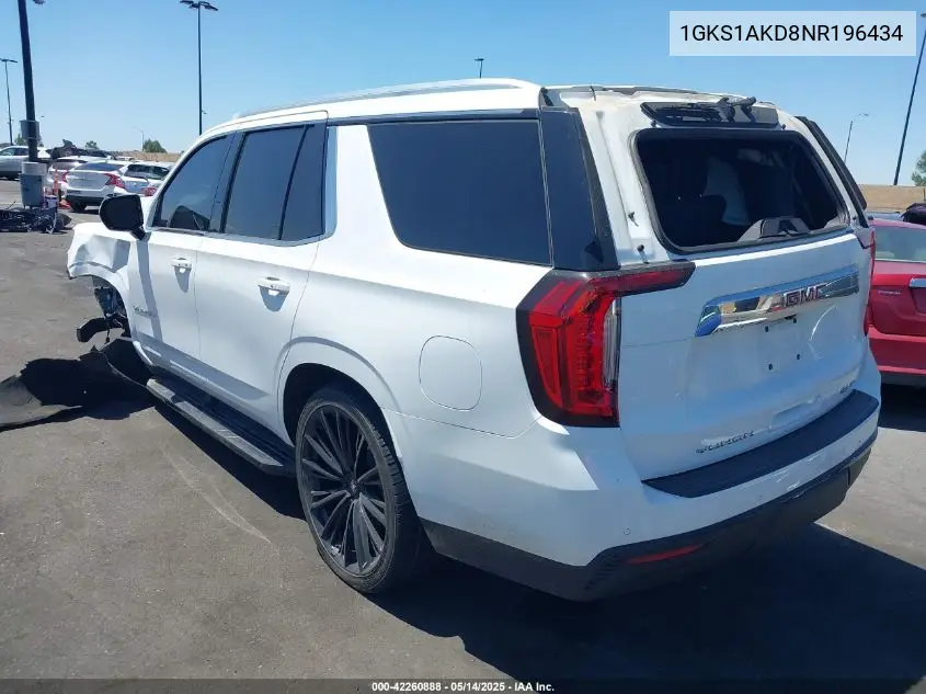 2022 GMC Yukon 2Wd Sle VIN: 1GKS1AKD8NR196434 Lot: 42260888