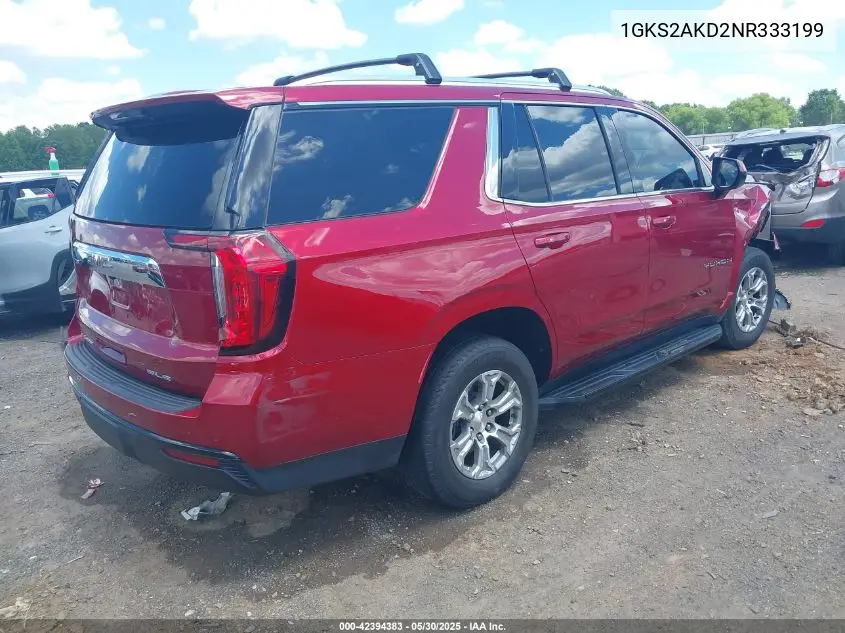 2022 GMC Yukon 4Wd Sle VIN: 1GKS2AKD2NR333199 Lot: 42394383