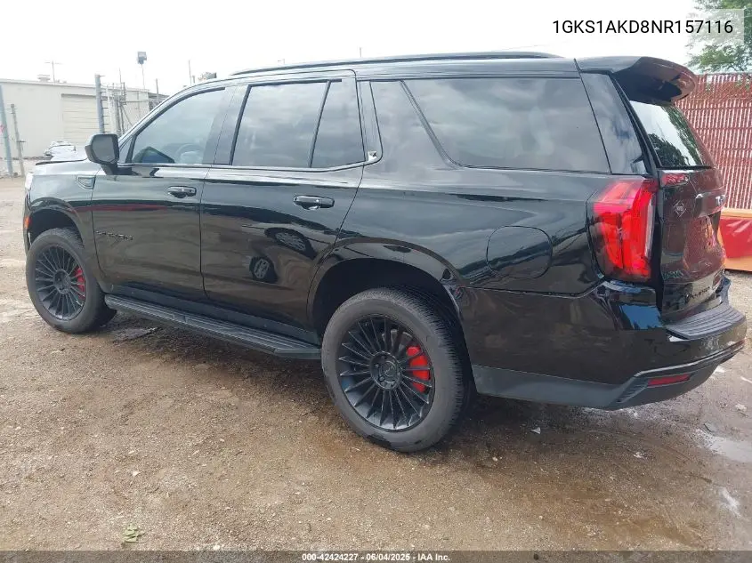 2022 GMC Yukon 2Wd Sle VIN: 1GKS1AKD8NR157116 Lot: 42424227