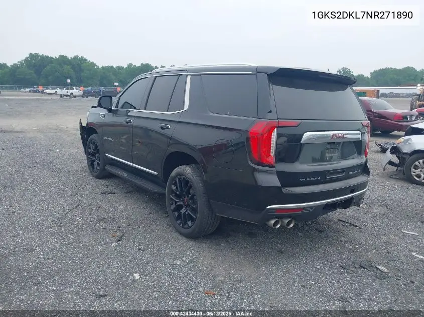2022 GMC Yukon 4Wd Denali VIN: 1GKS2DKL7NR271890 Lot: 42434430