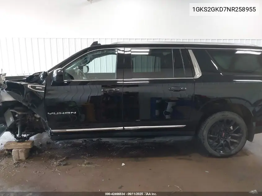 2022 GMC Yukon Xl 4Wd Slt VIN: 1GKS2GKD7NR258955 Lot: 42466534