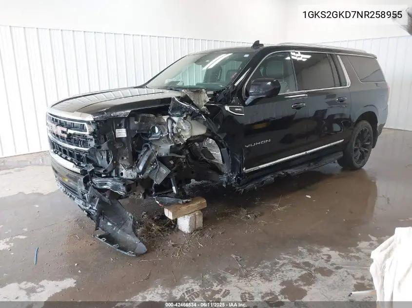 2022 GMC Yukon Xl 4Wd Slt VIN: 1GKS2GKD7NR258955 Lot: 42466534