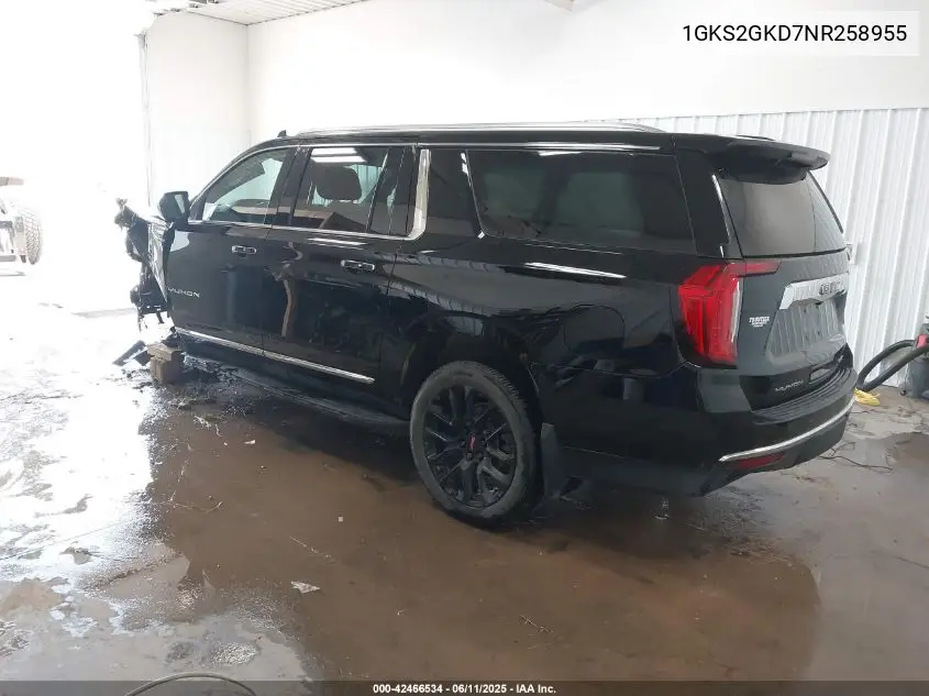 2022 GMC Yukon Xl 4Wd Slt VIN: 1GKS2GKD7NR258955 Lot: 42466534
