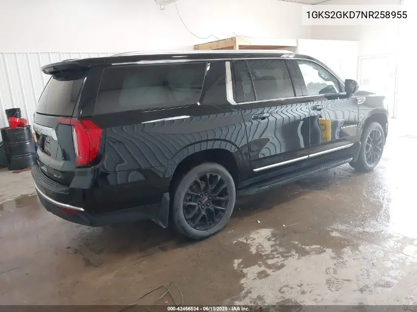 2022 GMC Yukon Xl 4Wd Slt VIN: 1GKS2GKD7NR258955 Lot: 42466534