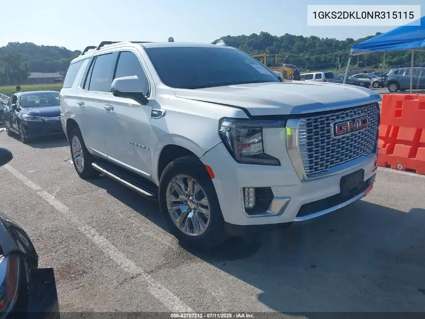 2022 GMC Yukon 4Wd Denali VIN: 1GKS2DKL0NR315115 Lot: 42707212