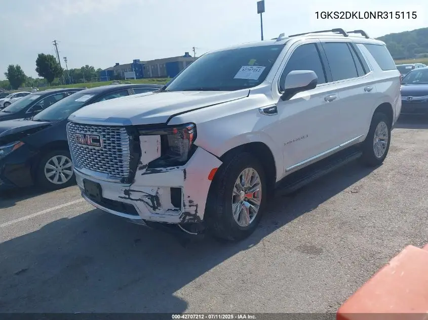 2022 GMC Yukon 4Wd Denali VIN: 1GKS2DKL0NR315115 Lot: 42707212