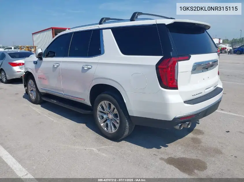 2022 GMC Yukon 4Wd Denali VIN: 1GKS2DKL0NR315115 Lot: 42707212