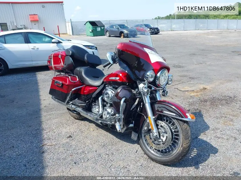 2013 Harley-Davidson Flhtk Electra Glide Ultra Ltd VIN: 1HD1KEM11DB647806 Lot: 42603513